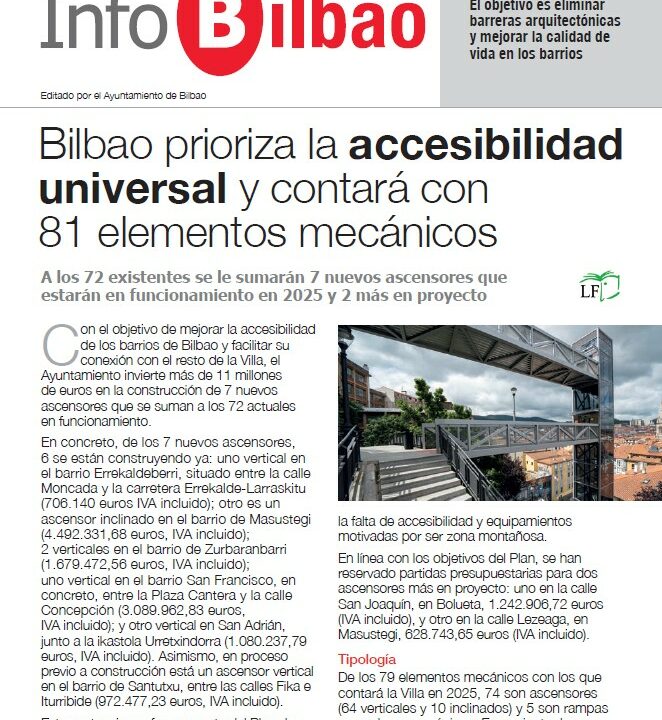 Bilbao pone en valor los ascensores que facilitan la accesibilidad en la Villa