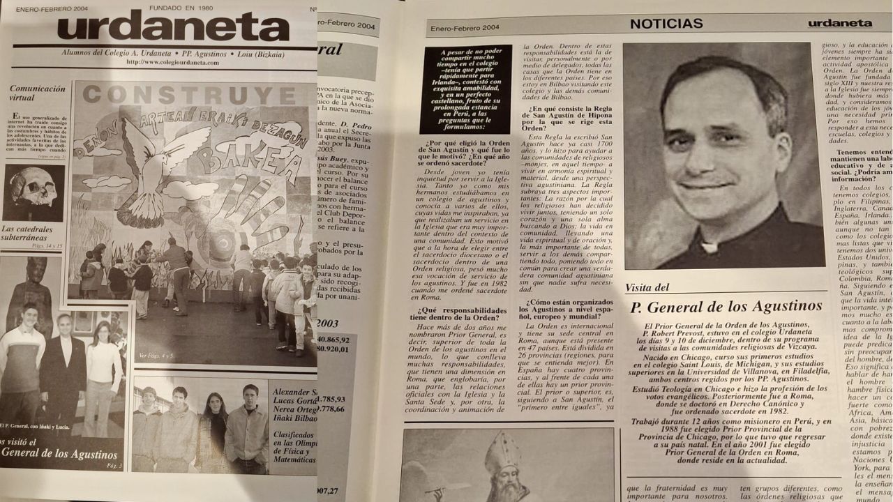 El Papa León XIV estuvo en Bizkaia: en 2004 visitó el colegio Urdaneta como Prior General de los Agustinos
