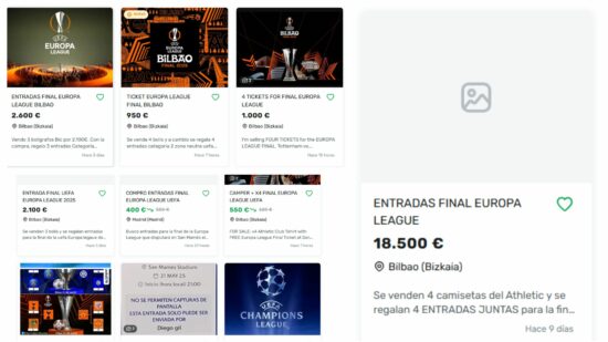 La reventa para la final de la Europa League se dispara: entre 500 y 1.000 euros por entrada