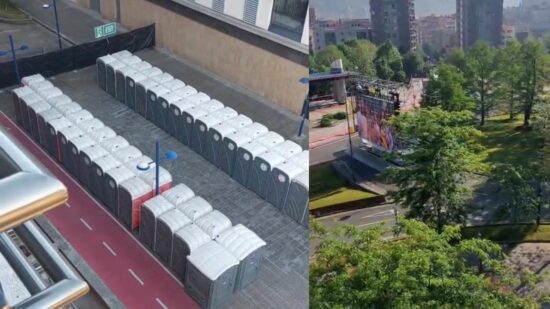 Vecinos de Amézola denuncian molestias por la ubicación de los urinarios en la fan zone del Tottenham