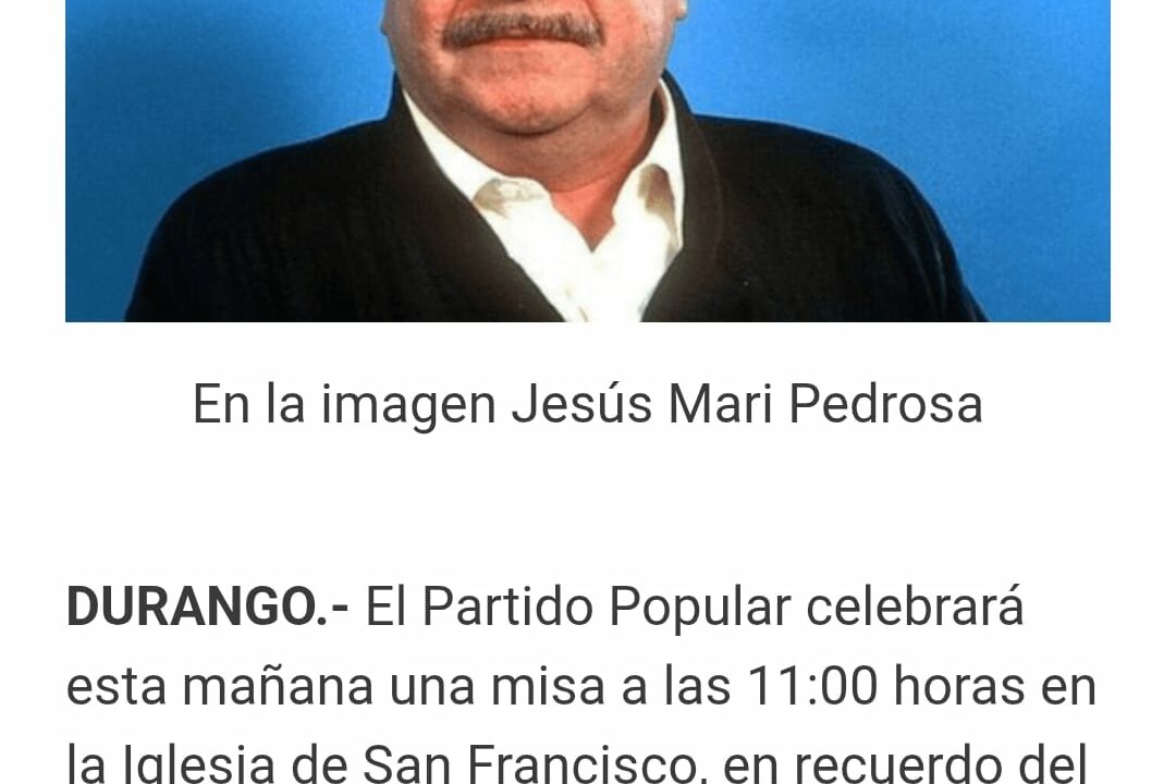El Partido Popular recuerda a Jesús María Pedrosa 25 años después de su asesinato en Durango