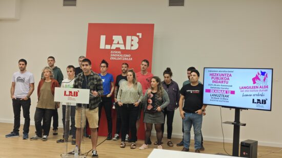 LAB convoca al profesorado de la educación pública de la CAV a un paro el 12 de junio