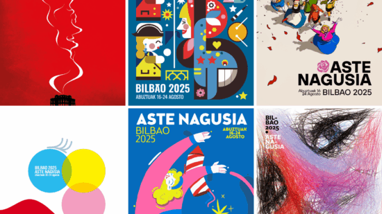 Seis carteles, un txupinazo de creatividad: arranca la votación para elegir la imagen de Aste Nagusia 2025