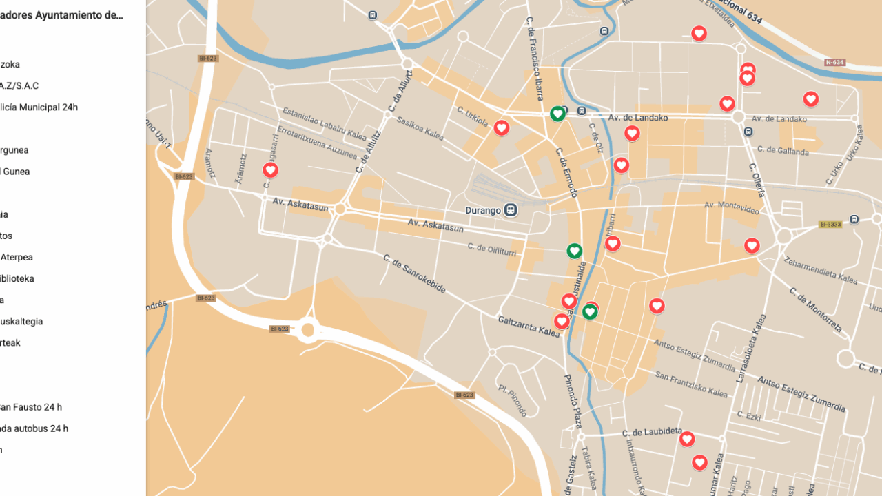 Durango crea un mapa interactivo para saber donde están sus desfibriladores