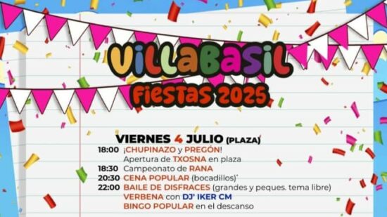 Fiestas de Villabasil del 4 al 6 de julio: programa completo