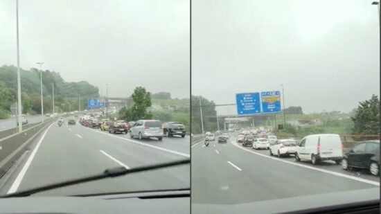 Grandes retenciones en el Txorierri por un accidente múltiple