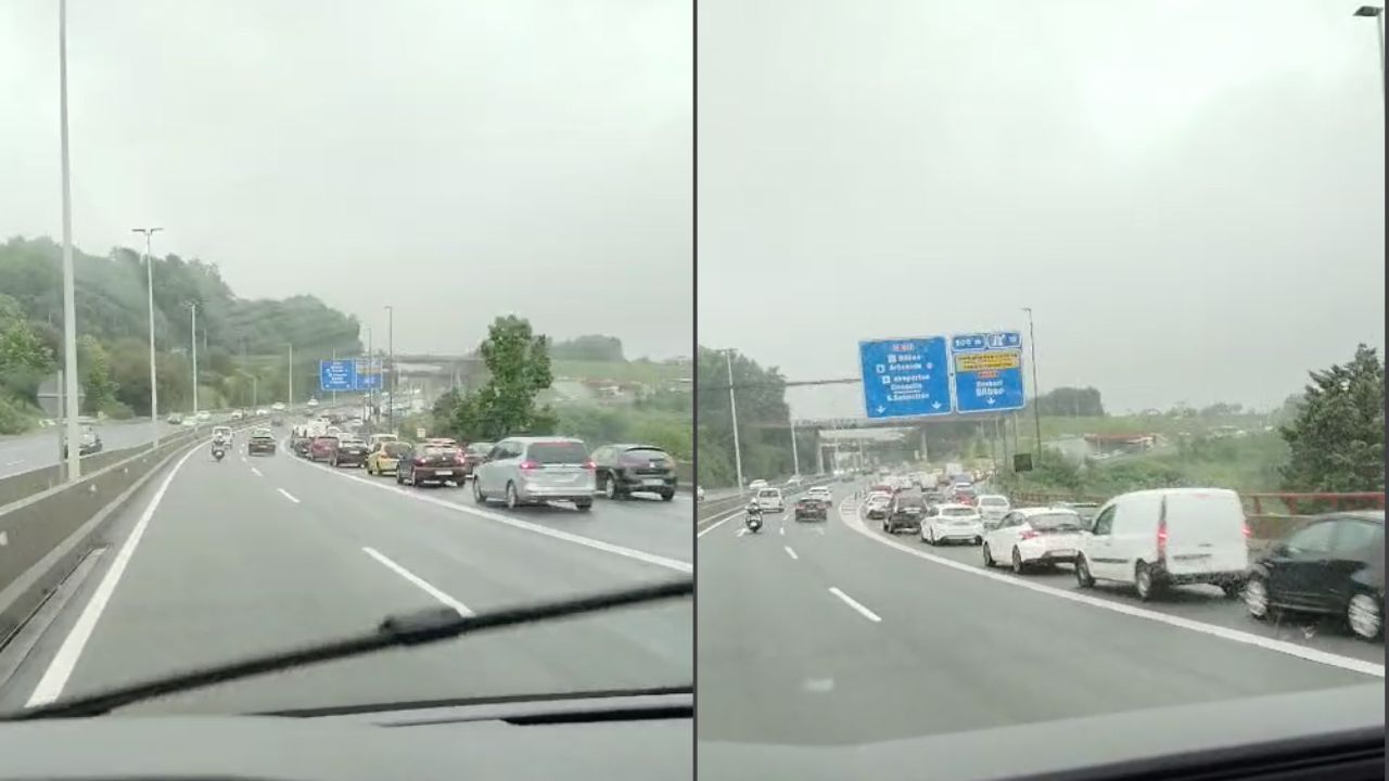 Grandes retenciones en el Txorierri por un accidente múltiple