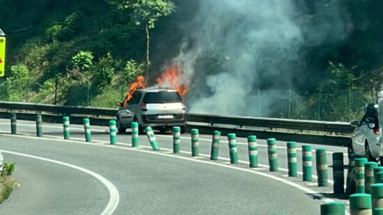 Coche ardiendo a la altura de Zalla