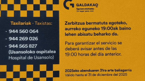 Galdakao pone en marcha su servicio Auzo Taxi