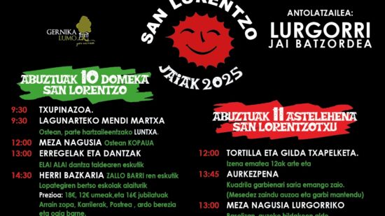Fiestas de San Lorenzo en Gernika el 10 y 11 de agosto: programa completo