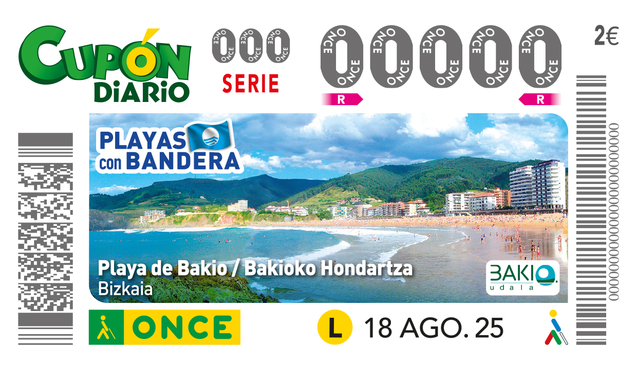 La Playa de Bakio, imagen del cupón de la ONCE