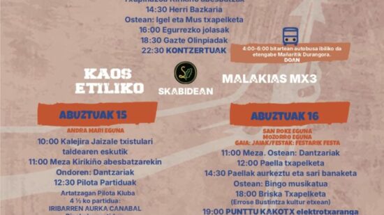 Mañaria da inicio a sus fiestas con autobús gratuíto a Durango