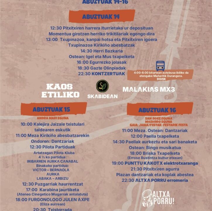 Mañaria da inicio a sus fiestas con autobús gratuíto a Durango