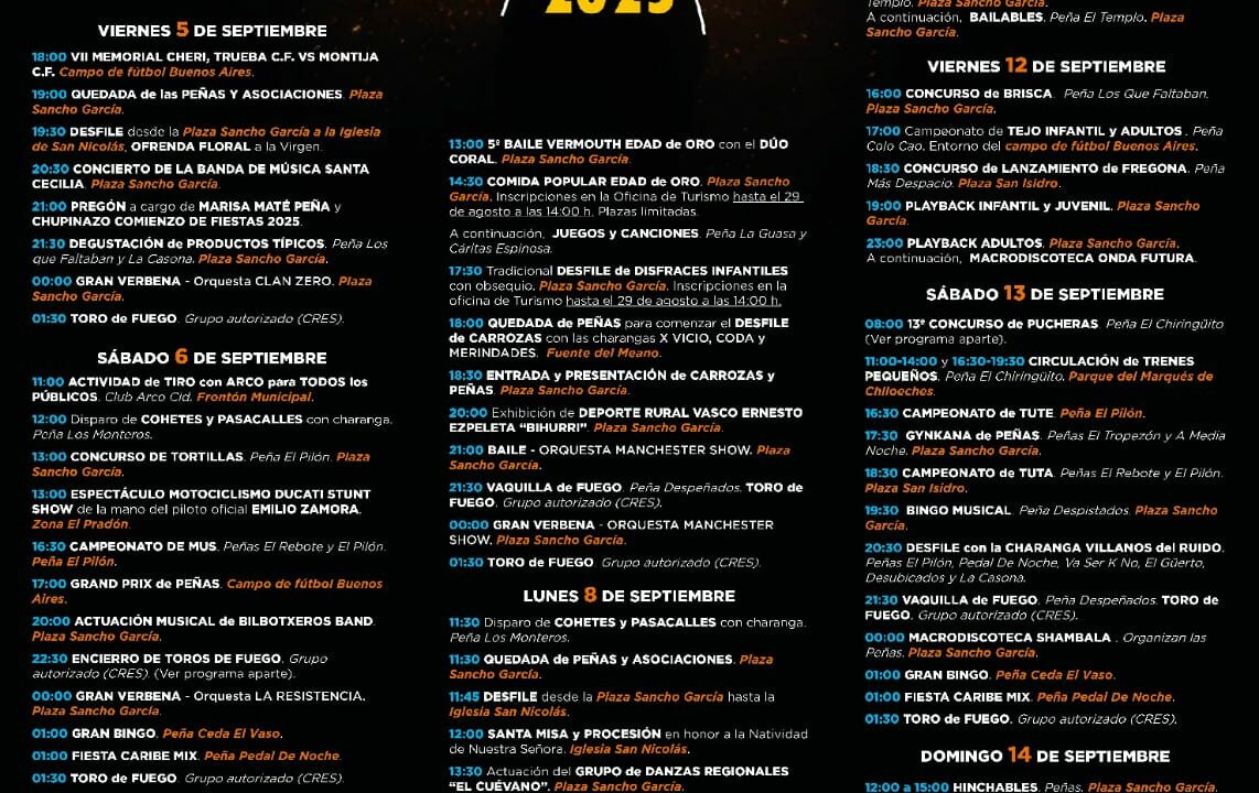 Fiestas de Espinosa de los Monteros del 5 al 14 de septiembre: programa completo