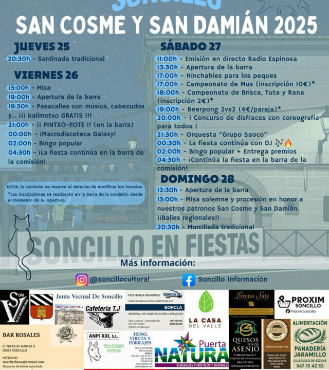 Fiestas de Soncillo del 25 al 28 de septiembre: programa completo