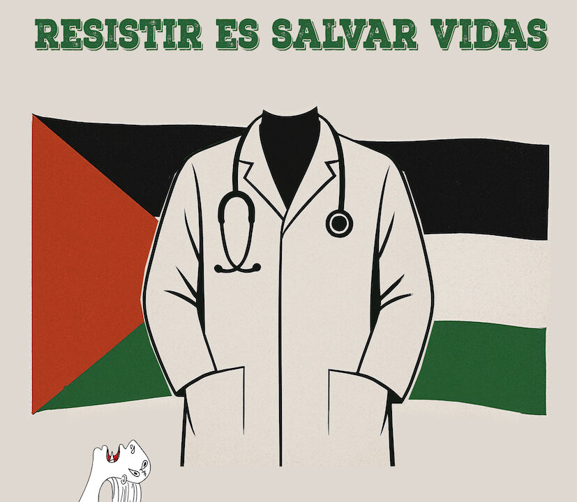 Cruces alza la voz por Gaza: homenaje en rojo y blanco a los sanitarios