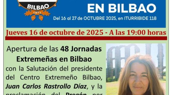 Irene Díaz dará el pregón de las 48 Jornadas Extremeñas en Bilbao