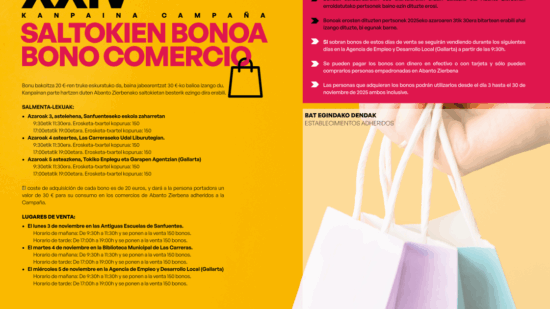 Abanto Zierbena activa la XXIV campaña de Bono Comercio con un descuento directo del 33%