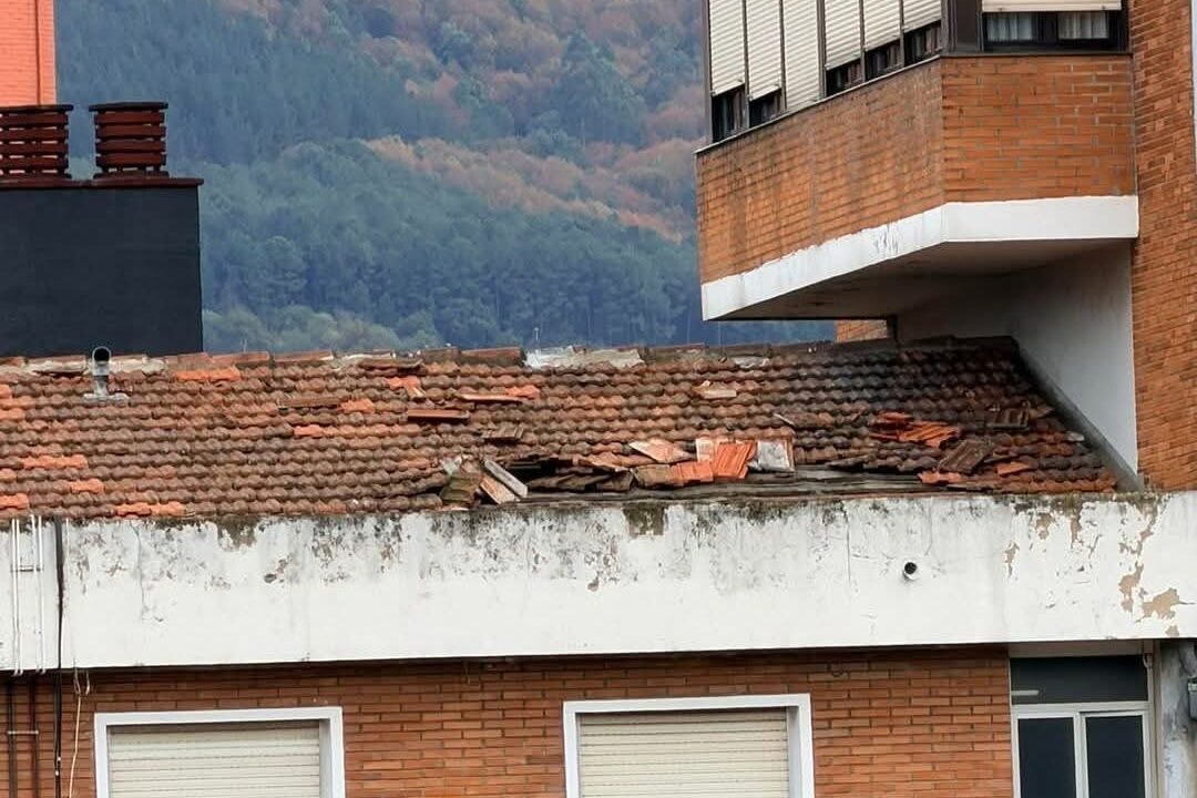 Alerta en Sagarminaga:  peligro en el tejado del portal  9