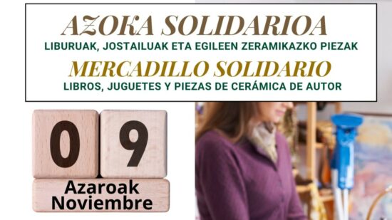 Getxo organiza un mercadillo de libros y juguetes solidario con las personas en situación de calle
