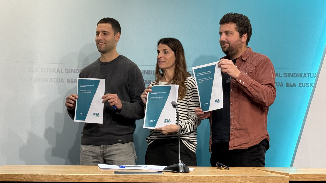 ELA valora negativamente los presupuestos para 2026 del Gobierno Vasco