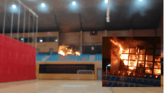 Un incendio en el polideportivo de Lasesarre obliga a desalojar las instalaciones