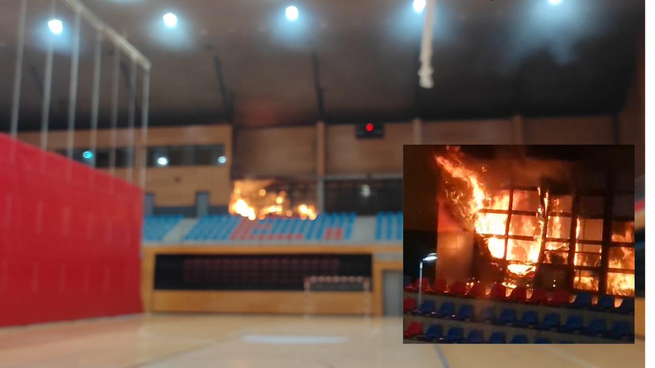 Un incendio en el polideportivo de Lasesarre obliga a desalojar las instalaciones
