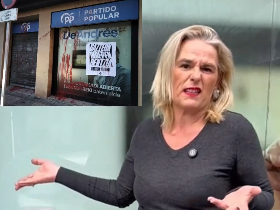 Esther Martínez sobre las pintadas en la sede del PP de Bilbao: «Otegi, por cierto, te vamos a pasar la factura»