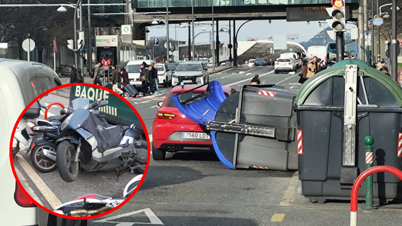 El viento pone en jaque a Bizkaia: rachas de más de 100 km/h y daños en la calle