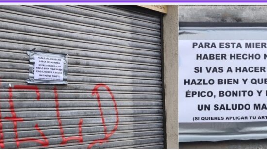 La ingeniosa respuesta al grafitero que le ha pintado la persiana: «Si haces algo, hazlo bien majete»
