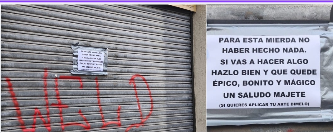 La ingeniosa respuesta al grafitero que le ha pintado la persiana: «Si haces algo, hazlo bien majete»