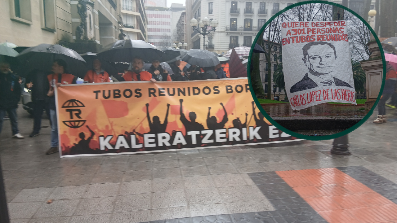 La plantilla de Tubos Reunidos se manifiesta en Bilbao en contra del ERE de 301 despidos