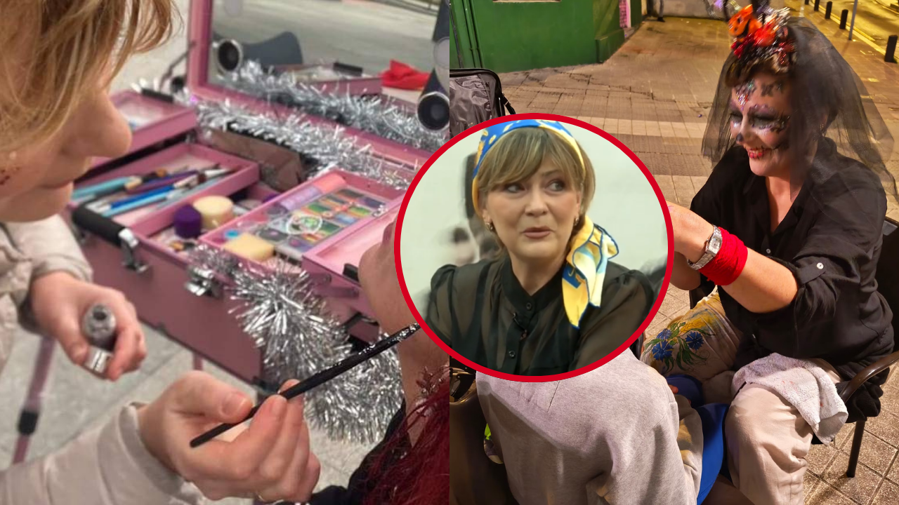 Natalia, la artista pintacaras que llena de color las fiestas de Bilbao: “Es como esculpir, pero con esponjas y pinceles”