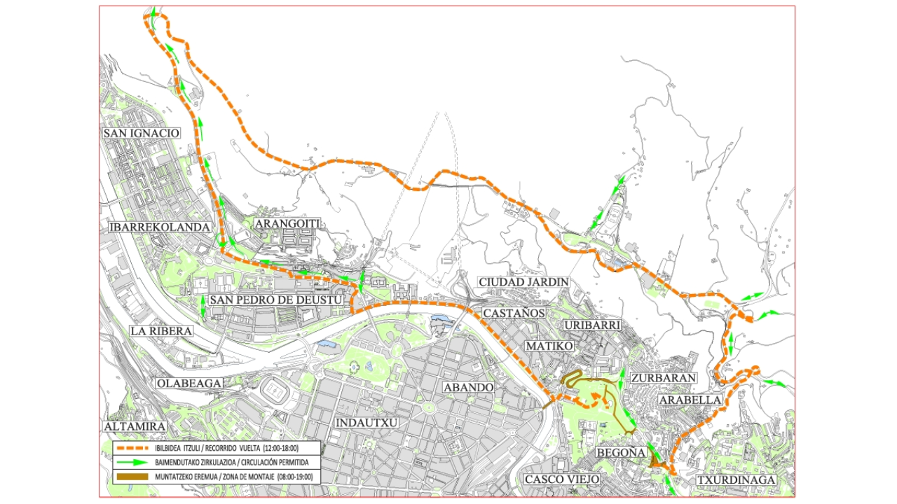 La Itzulia provocará estos cortes de tráfico en Bilbao el lunes 6 de abril