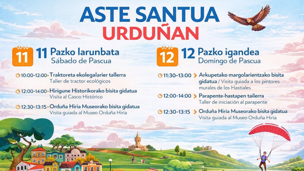 Orduña remata su Semana Santa con parapente, pinturas medievales y teñido ecológico