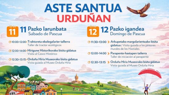 Orduña remata su Semana Santa con parapente, pinturas medievales y teñido ecológico