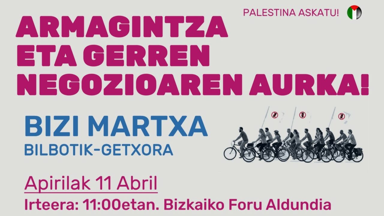 Una marcha ciclista señalará a la industria de la guerra en el Gran Bilbao este sábado