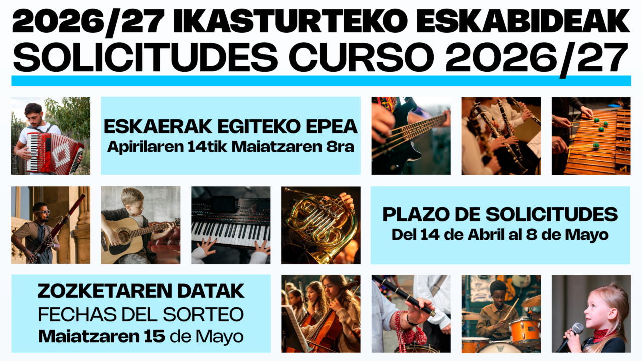 La Escuela Municipal de Música de Bilbao busca nuevos talentos para el curso 2026-2027