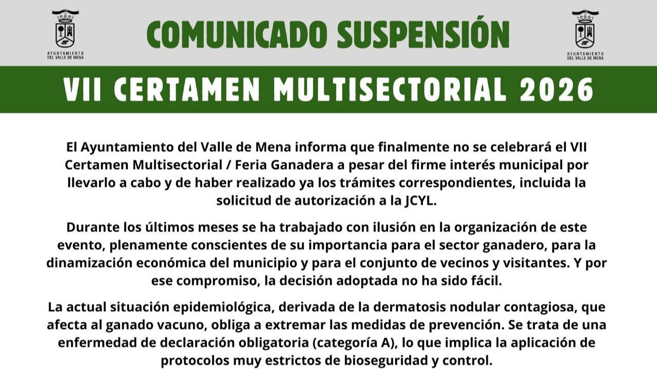 La Dermatosis Nodular Contagiosa obliga a cancelar la feria ganadera de Villasana de Mena