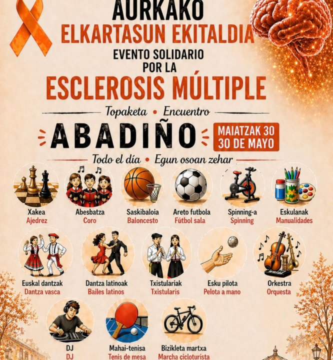 Abadiño celebra el 30 de mayo una jornada solidaria para visibilizar la esclerosis múltiple y otras enfermedades neurológicas