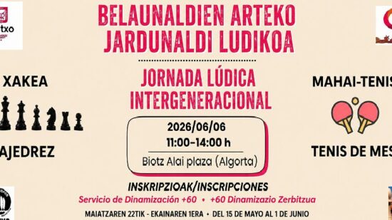 Getxo apuesta por unir generaciones con juegos, ajedrez y tenis de mesa en Algorta