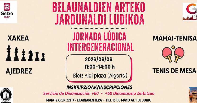 Getxo apuesta por unir generaciones con juegos, ajedrez y tenis de mesa en Algorta