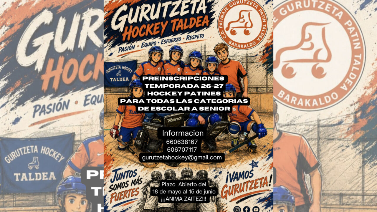 Comienza el plazo de inscripción en el club de hockey patines Gurutzeta para la temporada 2026/2027