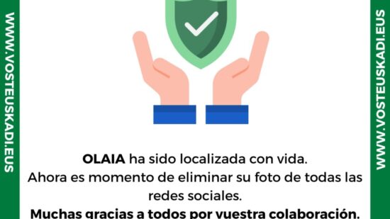 Aparece en buen estado Olaia, la menor desaparecida en Bilbao