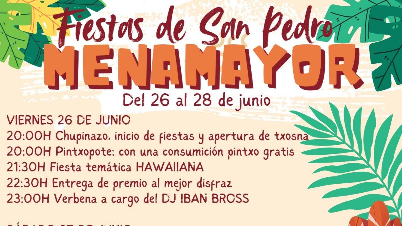 Fiestas de Menamayor del 26 al 28 de junio: programa completo