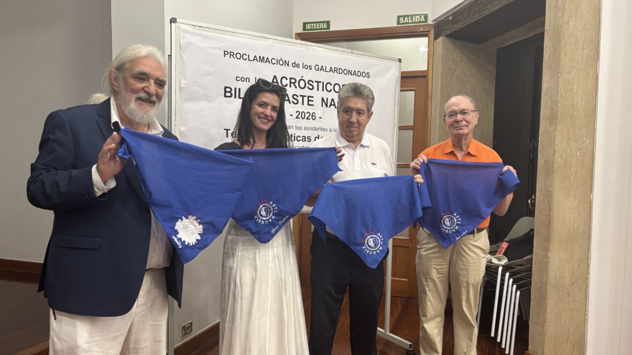Ylenia Baglietto, Carlos Santos e Ibon Areso recibirán los Acrósticos Bilbao Aste Nagusia 2026