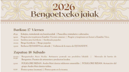 Fiestas de Bengoetxe del 17 al 19 de julio: programa completo
