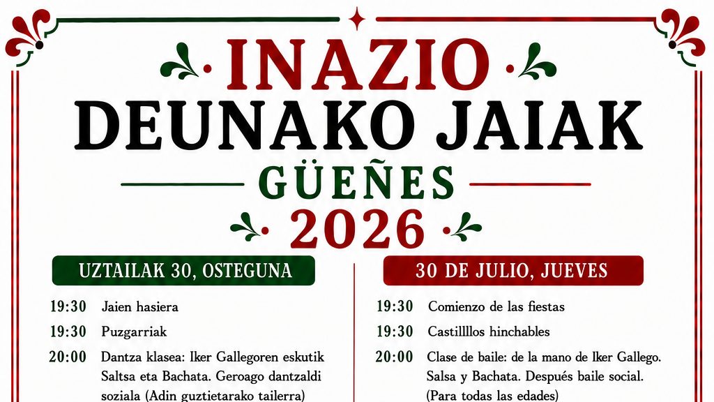 Fiestas de Güeñes del 30 al 31 de julio: programa completo