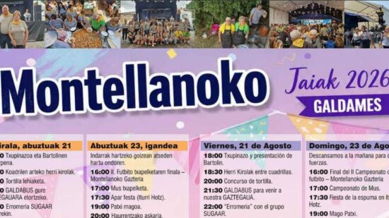 Fiestas de Montellano en Galdames: programa completo del 21 al 23 de agosto