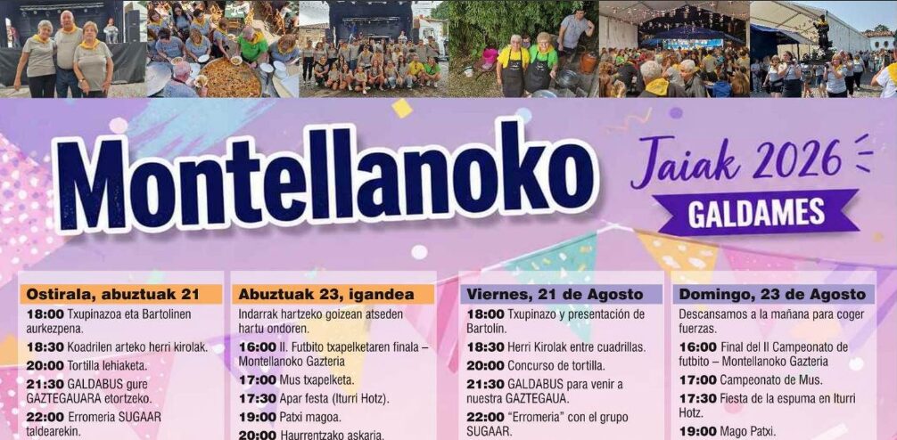 Fiestas de Montellano en Galdames: programa completo del 21 al 23 de agosto